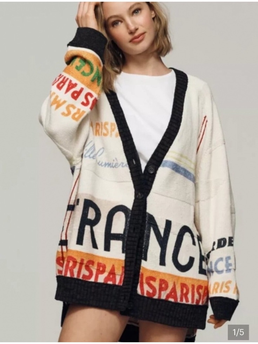 Anthropologie Maeve Paris France Boyfriend Cardigan Medium